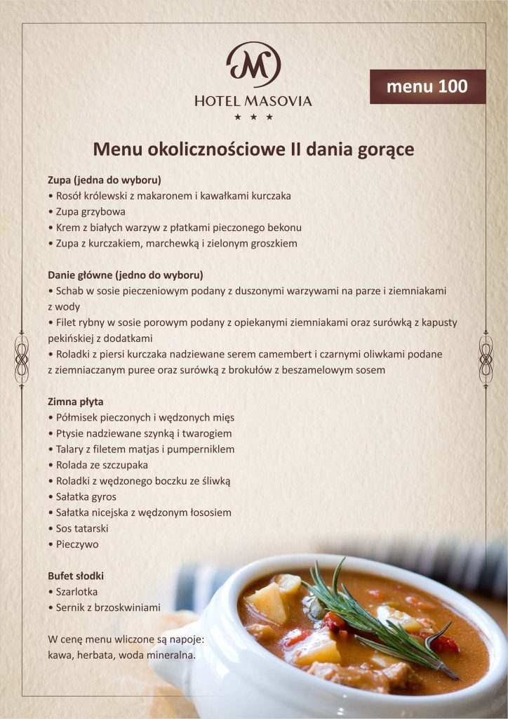 przykładowe menu na komunię w restauracji
